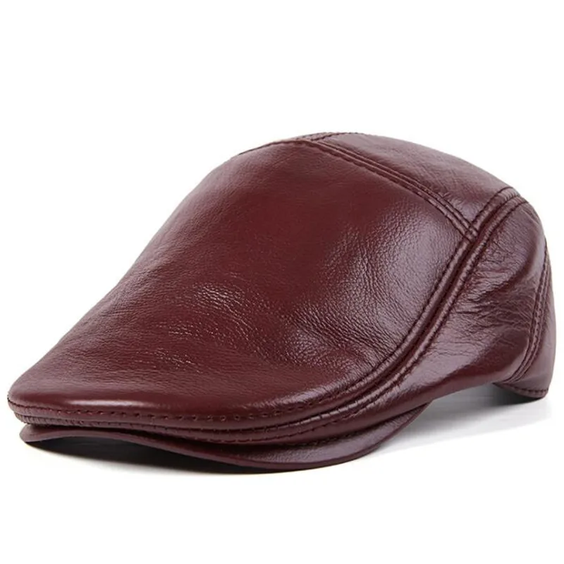 

Осенние мужские береты из овечьей кожи регулируемого размера, Снэпбэк Кепка, шапка из натуральной кожи, простые повседневные Шапки для отца, черные кепки