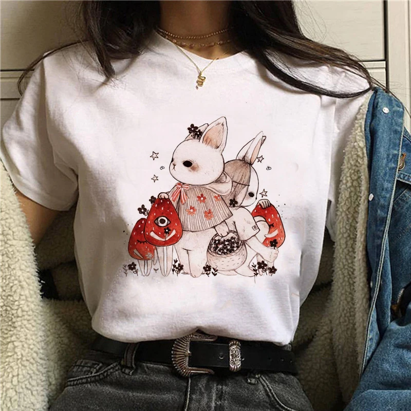

Fashion anime Kawaii Mushroom Graphic Print Women's T-shirt Wolf Grandmother Harajuku street lovers casual bottom shirt Casual