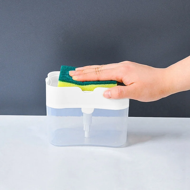 

Scouring Pad Dishwashing Soap Dispenser Kitchen Scrubbing Liquid Detergent Automatic Dispenser Press-type Liquid Box