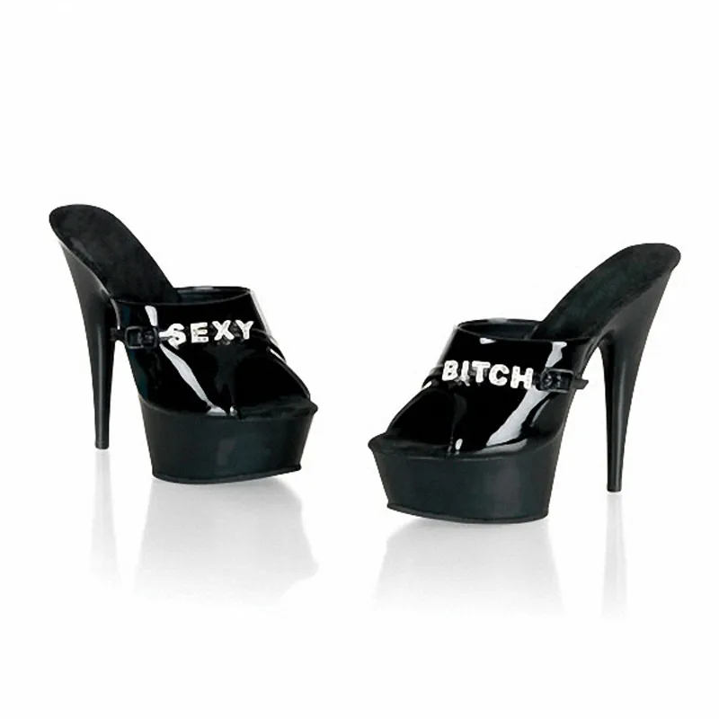 Туфли женские на высоком каблуке 15 см пикантные шлепанцы для ночного клуба