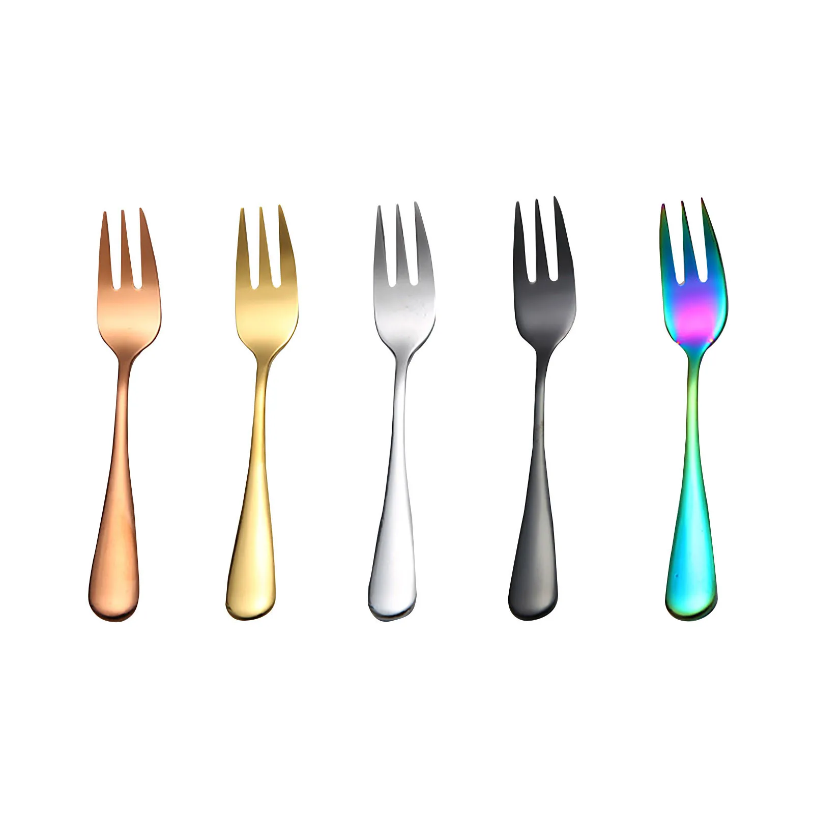 

Stainless Steel Colourful Forks 8pc For Fruit Desserts Ice Cream Cake Forks Portable Camping Tableware Forks