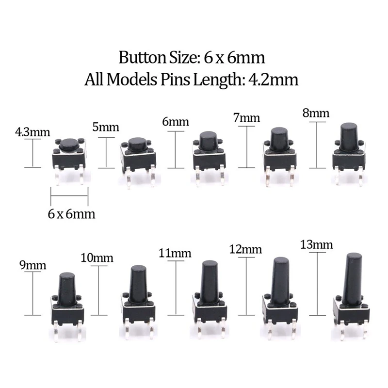 Momentary Push Button Switch 6 x 6mm 12 12mm Tactile Micro-Tactile Classification Kit-20 Value/4 | Компьютеры и офис