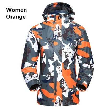 Women Orange Уличная Мужская походная куртка для прогулок, охотничья куртка с капюшоном, камуфляжная верхняя одежда, Весенняя Спортивная дождевик, альпинистская Треккинговая ветровка - Цвет: Women Orange