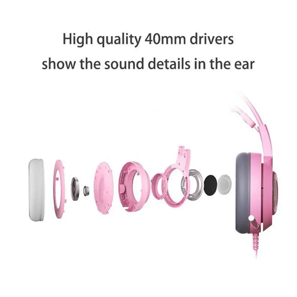 

SOMIC Gaming Headset G951s G952 Cat Ear Wired Headphone Stereo Noise Cancelling Head Phone LED USB Headsets Pink