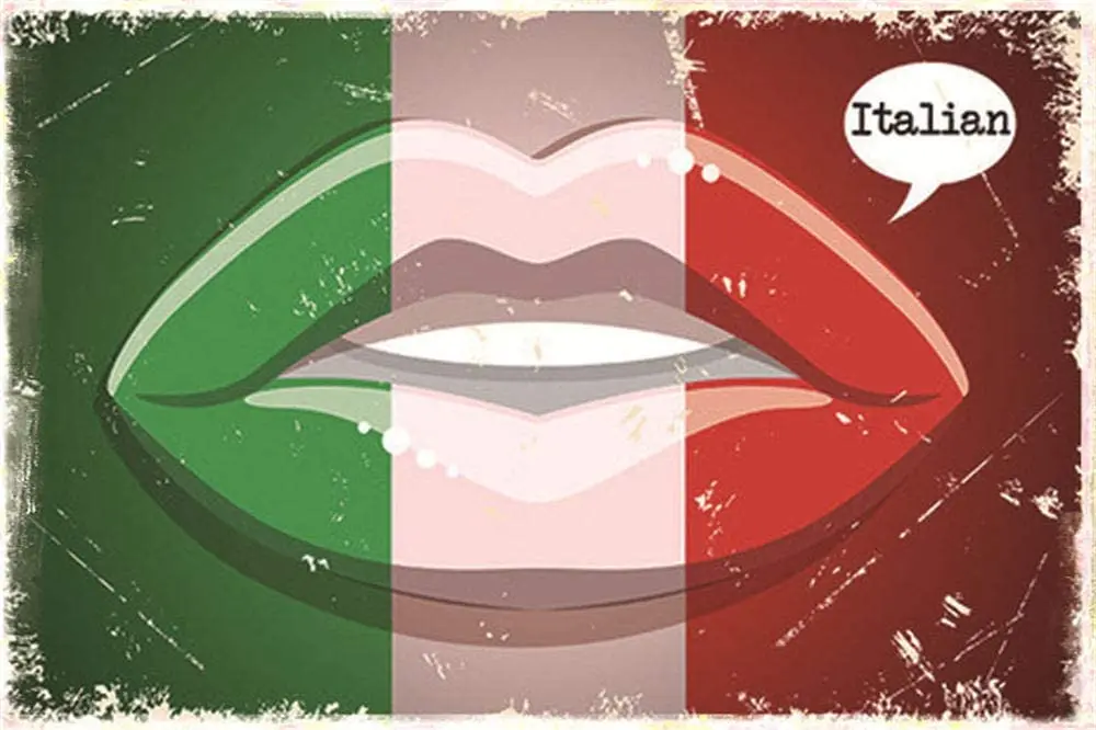 

Italian National Flag with Women Lips Embossed Metal Tin Sign Pin Up Girl Sign Wall Decor for Bar Pub Man Cave Retro Vintage