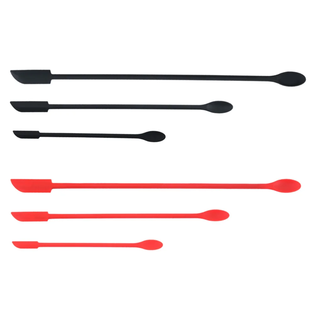 

6Pcs Silicone Cream Scrapers Jam Cake Spoons Baking Tools (Black, Red)