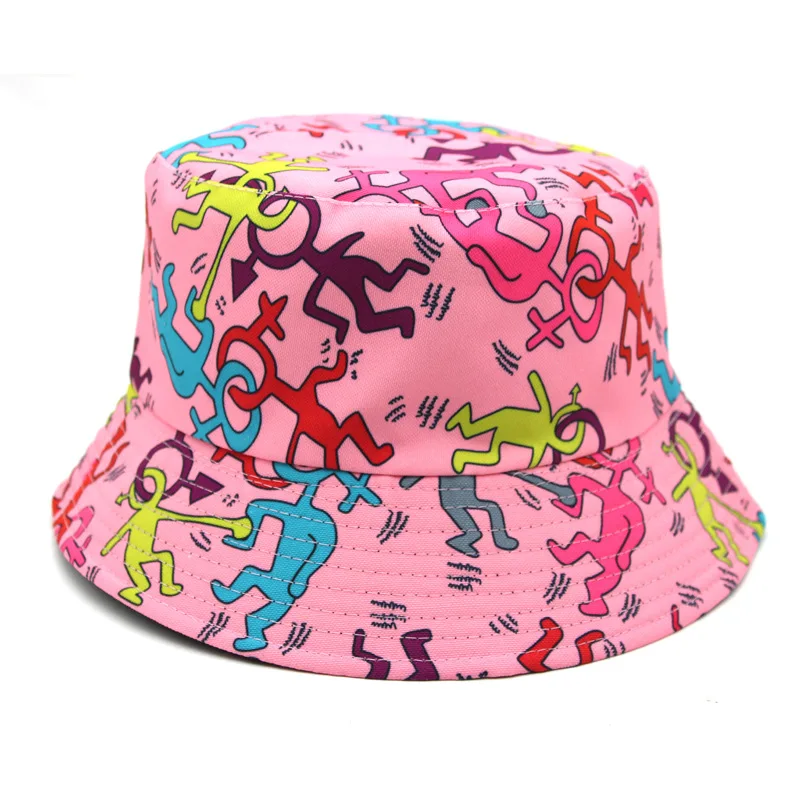 

Adult Women Cotton Ins Hip hop Bucket Hat Fisherman Cap Men Solid Figure Cartoon Printed Panama Gorro