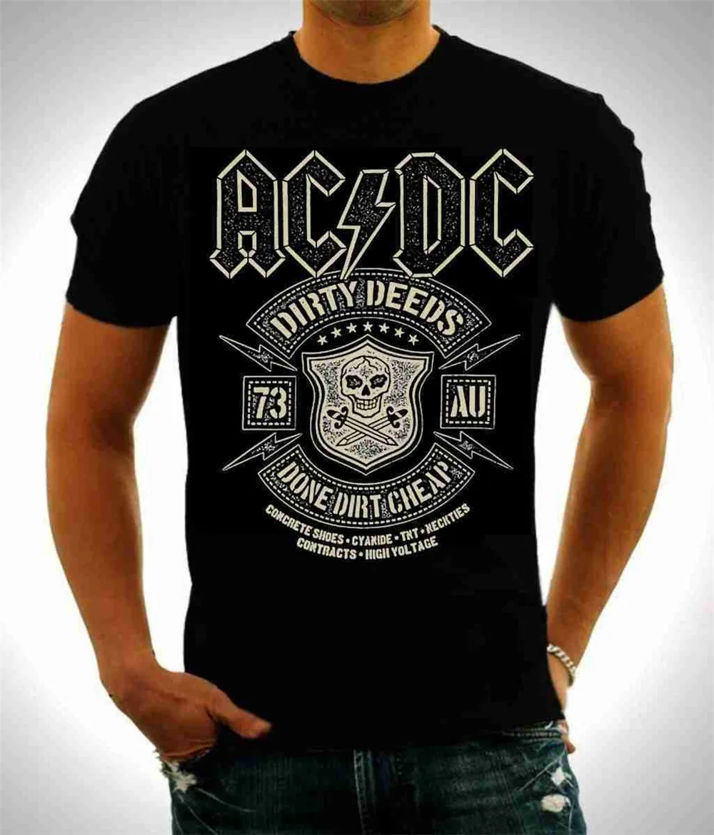 Новая дешевая футболка Acdc Dirty deades Done черная Детская с рок музыкой для мальчиков