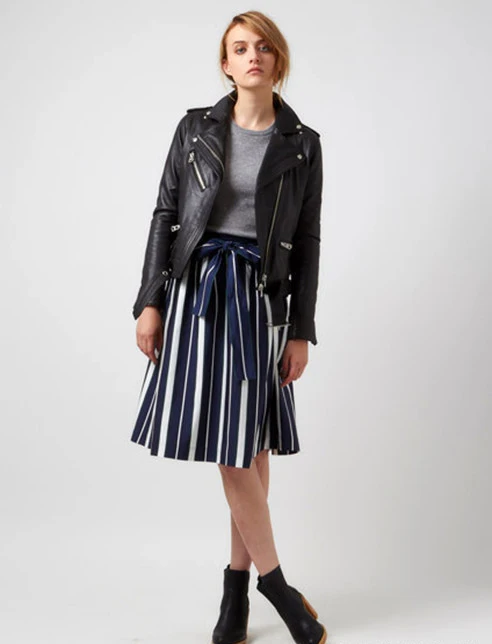 New 2021 Fashion Trend Women's Genuine Sheepskin Leather Motorcycle Biker Jackets Turn-down Collar Black Plus Big Size XXL 2XL