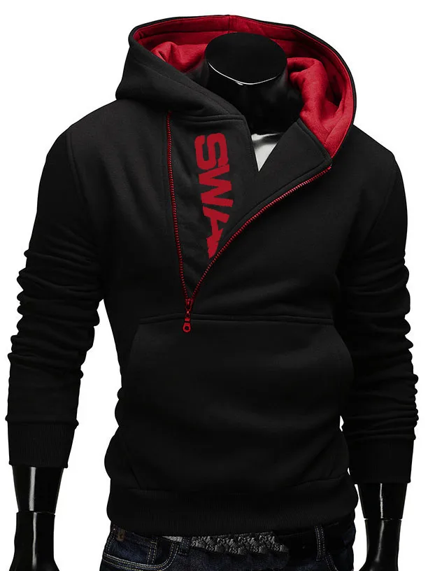 

Men's Hoodies Slim-fit Hooded Sweatshirt With Side Zipper Pullover Hoodie Letter Print Regular Male Fashion Casual Fall Clothing