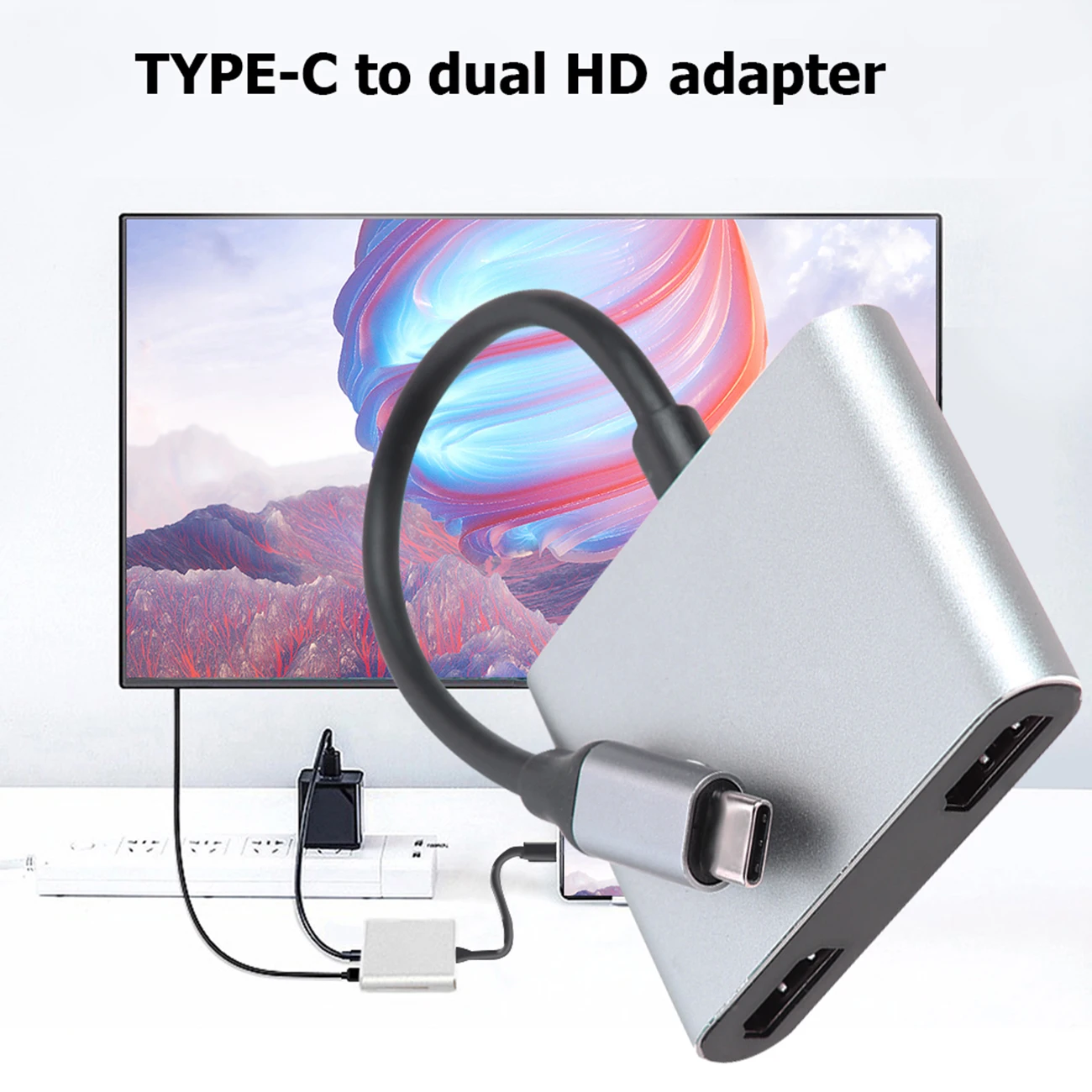 

4K Displays Digital AV Converter USB C to 2 Dual HDMI-compatible HUB Adapter for MacBook Pro Mac Air iPad Pro
