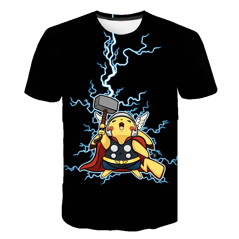 

2021 Summer Cartoon Lovely Pokemon 3D Print Kids T-Shirts Funny Boys Girls Children Round Neck Short Sleeve Loose Tops & Tees