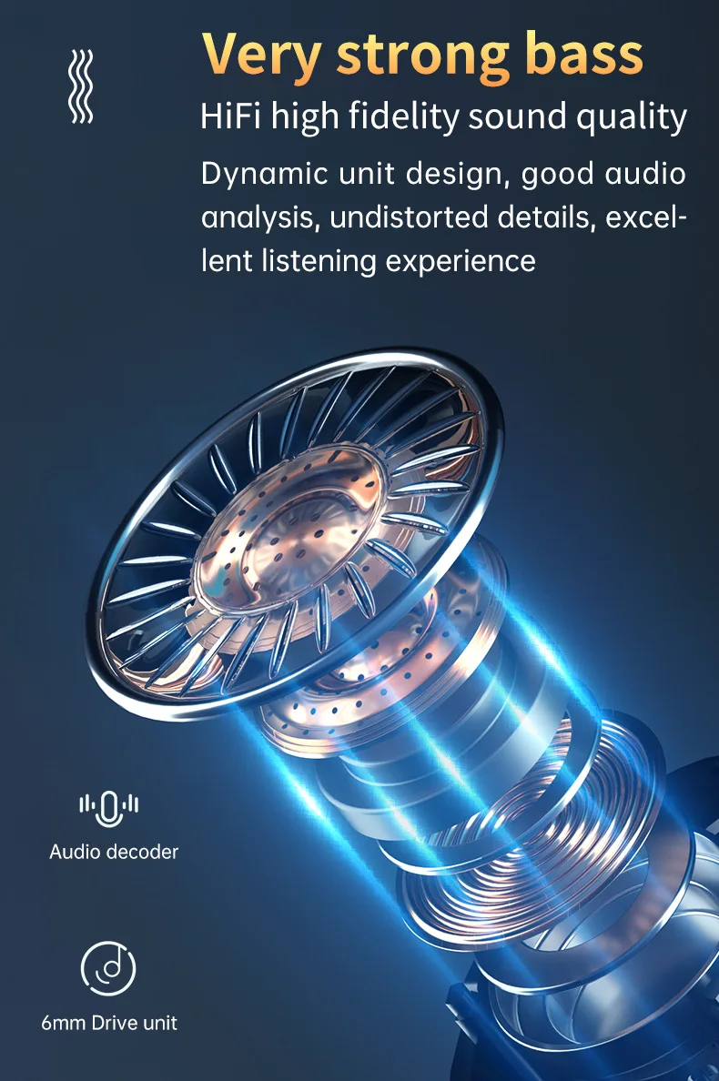 

A15TWS Bluetooth Headphones Music Earpiece Waterproof Touch Control Fidelity Sound For Iphone Huawei Xiaomi Wireless Earphones