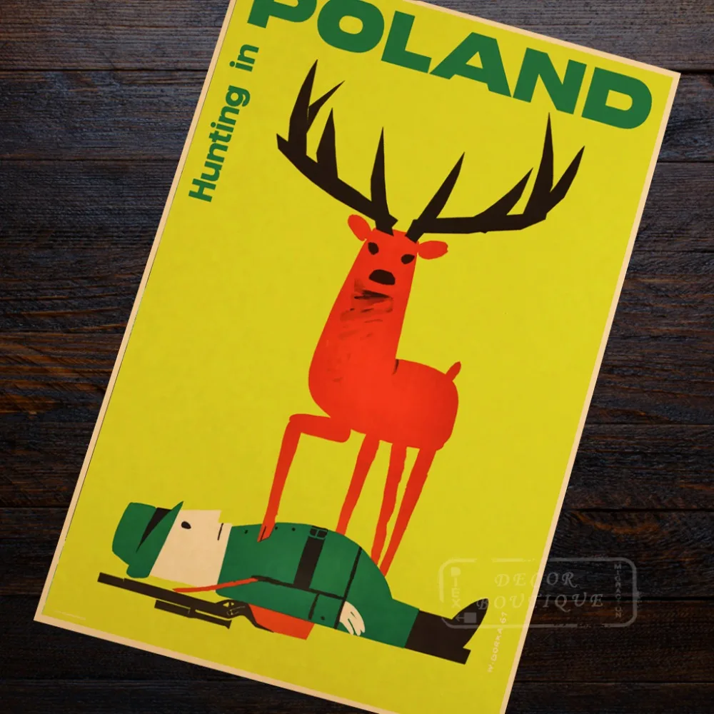 Охота в Польше пейзаж старинный ретро-постер из путешествия Декоративные DIY