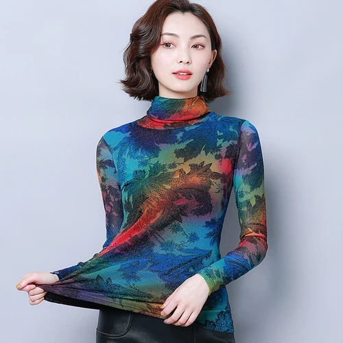 Осенне зимние новые стильные модные эластичные женские элегантные удобные тонкие приталенные рубашки с