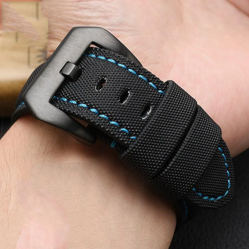 For Panerai PAM441/01661 wristband 22mm 24mm 26mm Leather Sport Watchband Black Blue Watch Strap Accessories Bracelets
