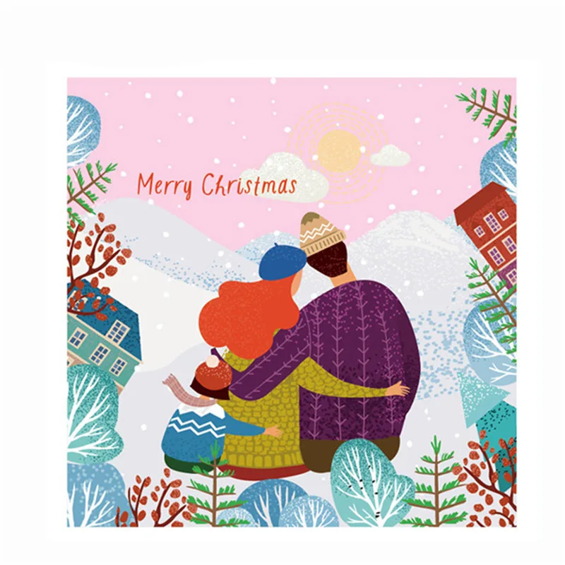 Рождественская тема одноразовая посуда набор мультфильм бумажные тарелки и