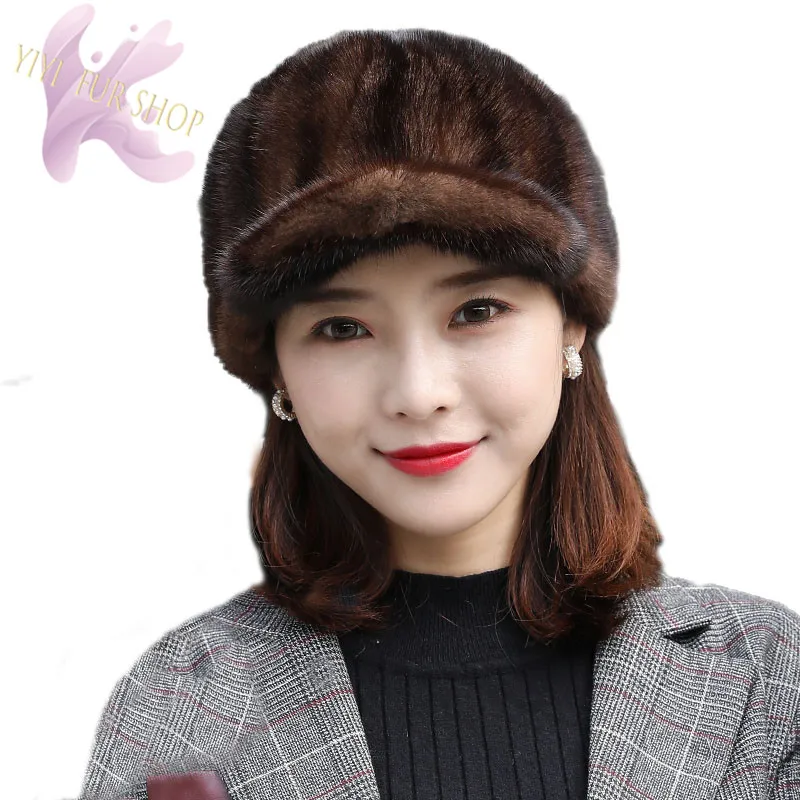 Модная новинка Женская меховая шапка зимняя из натуральной норки теплая женская