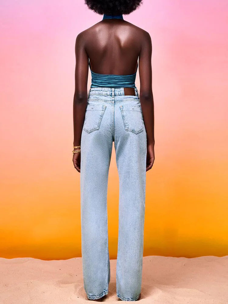 

Summer New Women's Fashion All-match Temperament High-waist Straight-leg Pants Ripped Jeans Super Stretchy Jeans