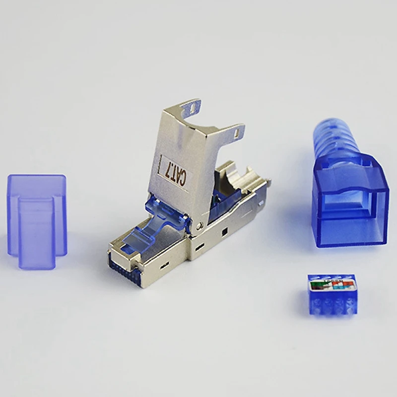 

Tool-Free Shielded RJ45 Cat 7 / Cat6A Termination Plug Cat7 Plug / Cat7 Connector Cat6A Connectors Modular 22/23/24AWG