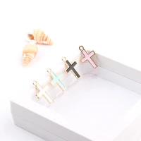 10pcs 1116 5mm crosses design enamel charms pendants religion jesus floating diy bracelet earrings jewelry accessories fx087
