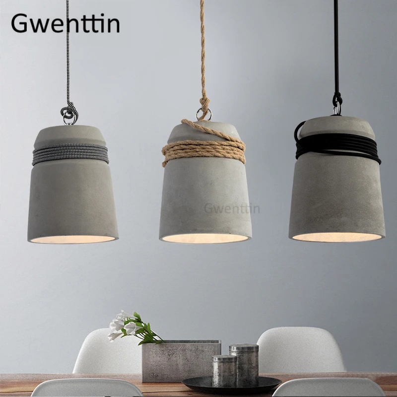 Винтажный подвесной светильник из пеньковой веревки в стиле ретро промышленный