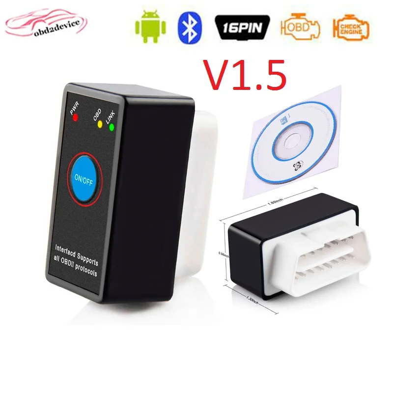 V1.5 Кнопка ELM327 двигателя код читателя мини elm327 OBD2 Сброса Давления Переключатель ELM