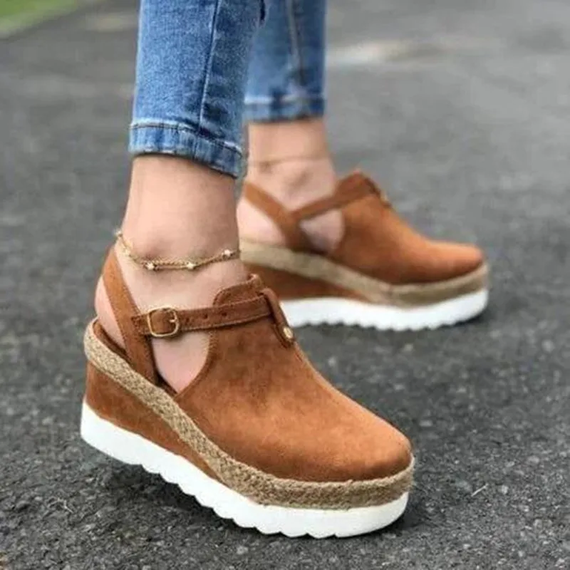 

Fashion Espadrille Casual Summer Wedge Round Toe Buckles shoe plus size Platform Sandals Women Shoes 2020 new