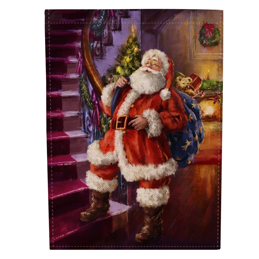 Рождественский Садовый флаг Санта Клаус Двусторонняя Баннер открытый газон