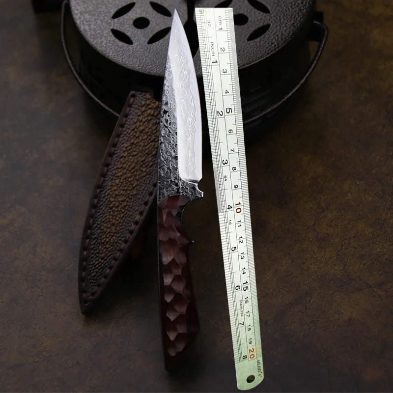 Hand-forged Japan Damascus sharp outdoor straight knife hunting Damascus Knife tactical defensive knife collection gift knives