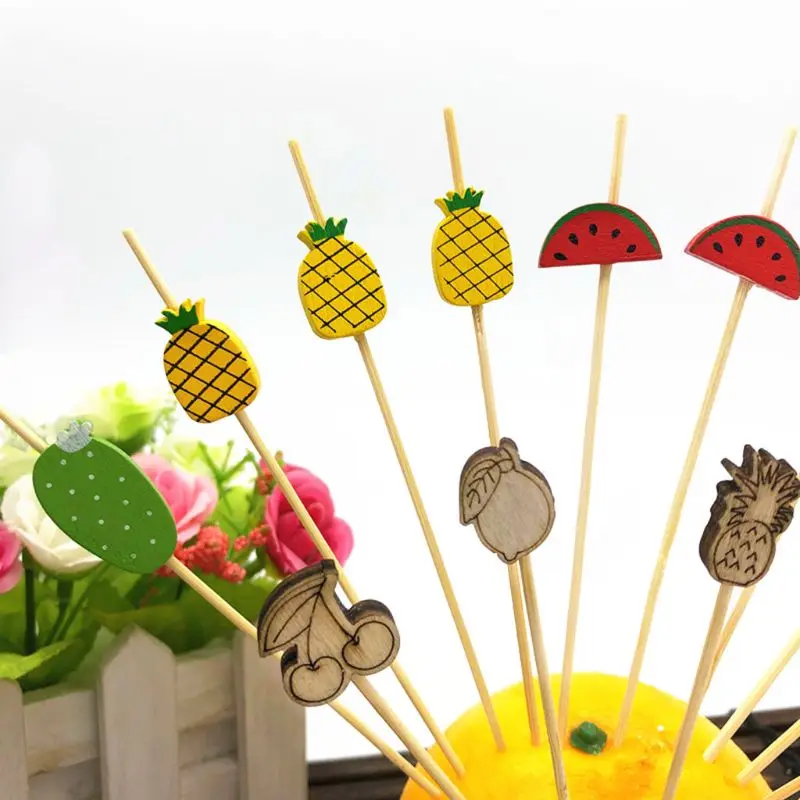 

100 Pcs Disposable Bamboo picks Food Fruit Cocktail Handmade Toothpicks Picnic Party Supplies Decoration P82D