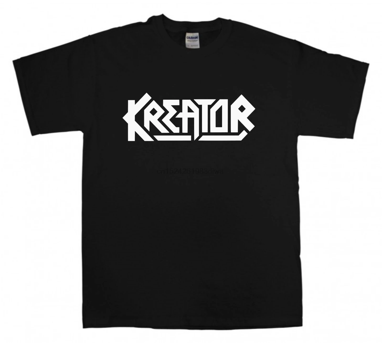

KREATOR New Black T-shirt White Logo S-XXL Thrash Metal T Shirt Sodom Men New High Quality O Neck Short Sleeves Boy Cotton Men