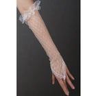 Женские кружевные сетчатые Свадебные перчатки без пальцев длиной до локтя, длинные перчатки для свадебной вечеринки