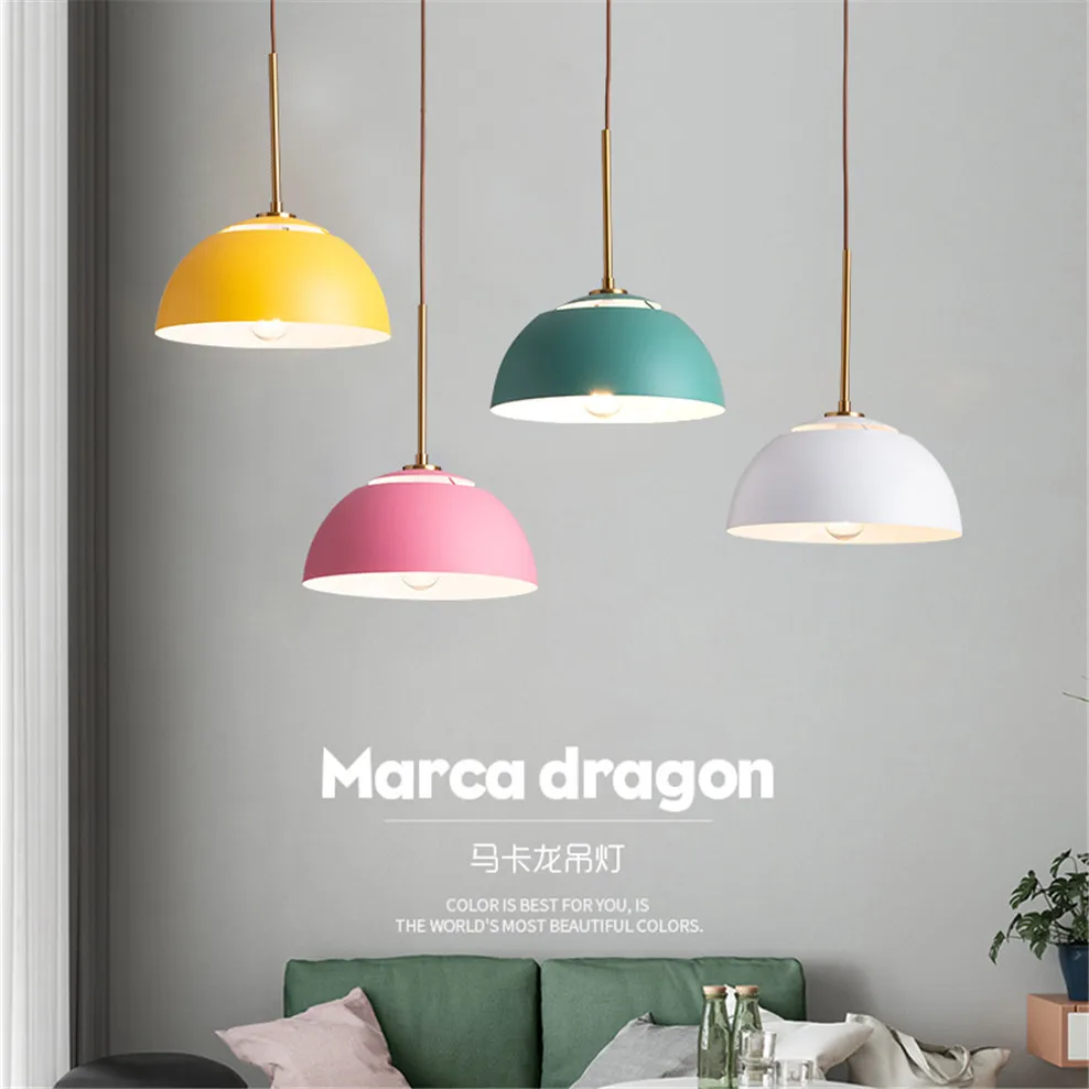 

Nordic Macarons Multicolor Semicircle Pendant Lights For Dining Room Kitchen Fashion Clothing Store Led Hanging Lighting Fixture