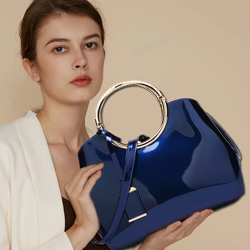 2021 patent leather glossy women's bag handbag women's one-shoulder messenger stereotyped bag