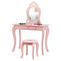 kids vanity set princess makeup dressing play table set wmirror for girls pink hw64356pi