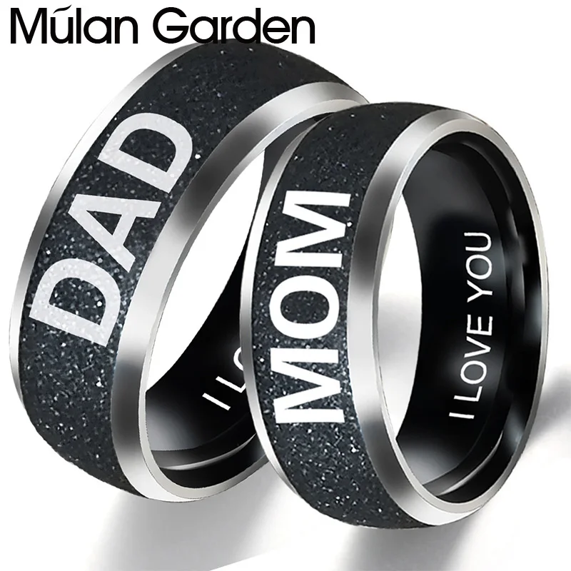 M &amp G мама папа кольца с буквами для влюбленных пар черные из нержавеющей стали