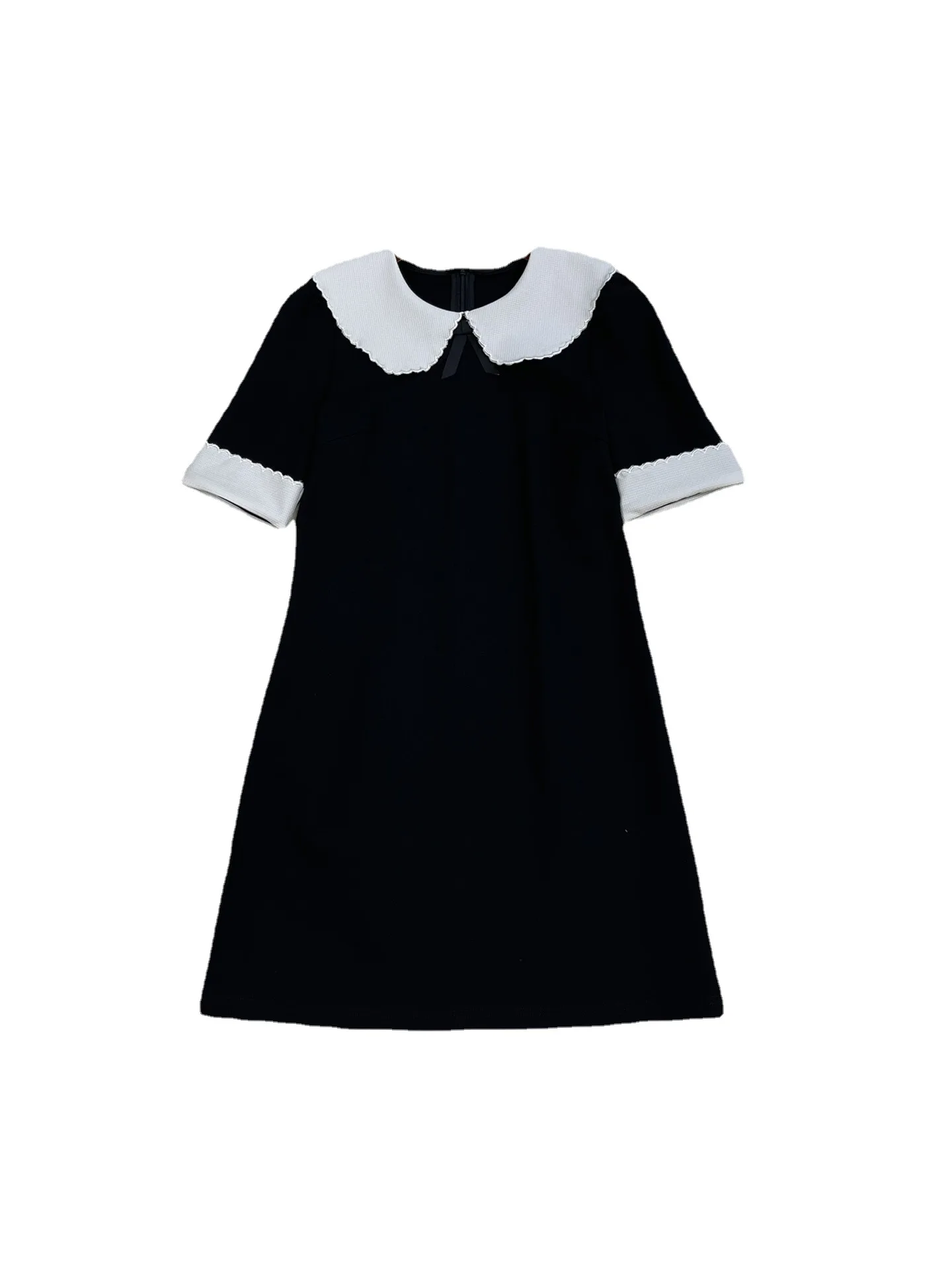 

Ladies' little fragrant dress 2021 summer French waist down and thin color matching Embroidered Baby collar fishtail skirt