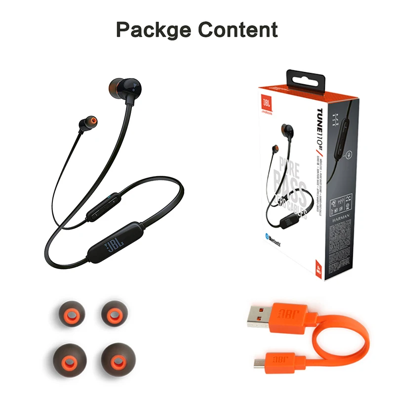 Беспроводные Bluetooth наушники JBL T110BT для спорта бега бас звук магнитная гарнитура