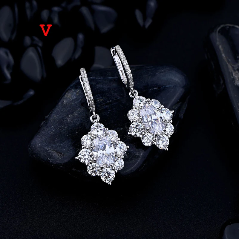 

OEVAS 100% Серебро 925 пробы 6*9 мм овальные высокоуглеродистые кольца с бриллиантами для женщин сверкающие ювелирные изделия для свадебной вечер...
