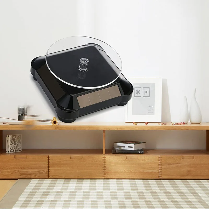 Solar Turntable 360 Degrees Rotating Bracket Battery Dual-Purpose Display (Battery Not Included) Black | Украшения и аксессуары