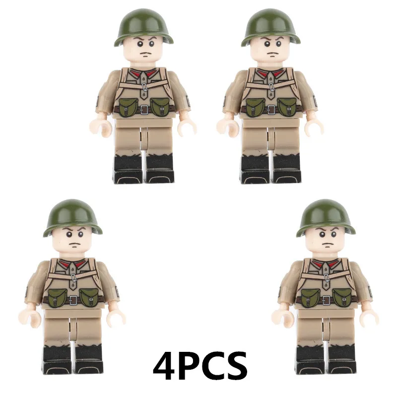 4Soldiers WW2 советские солдатики, Мини фигурки, военное оружие, город, части, полицейские кирпичи, строительные блоки, кирпичи, оригинальные MOC армейские игрушки C105 - Цвет: 4Soldiers