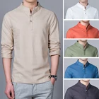 Мужская Новая китайская рубашка с капюшоном, однотонная мужская льняная рубашка в индивидуальном стиле