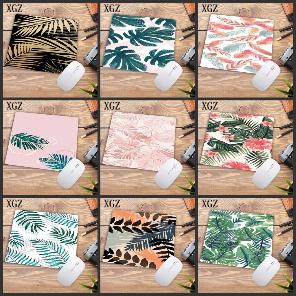 

XGZ Promotion Gold Marble Flowers Green Leaves Gamer Play Mats Rubber Mouse Pad Gaming Padmouse Gamer To Laptop Keyboard 22X18CM