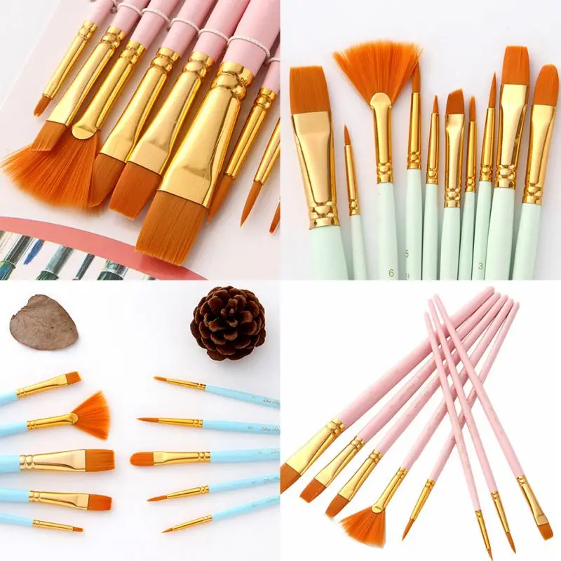 

10PCS Paint Brushes Set Stroke Pen Nylon Hair Brush For Acrylic Painting Oil Painting Watercolor Painting Gouache Face Painting