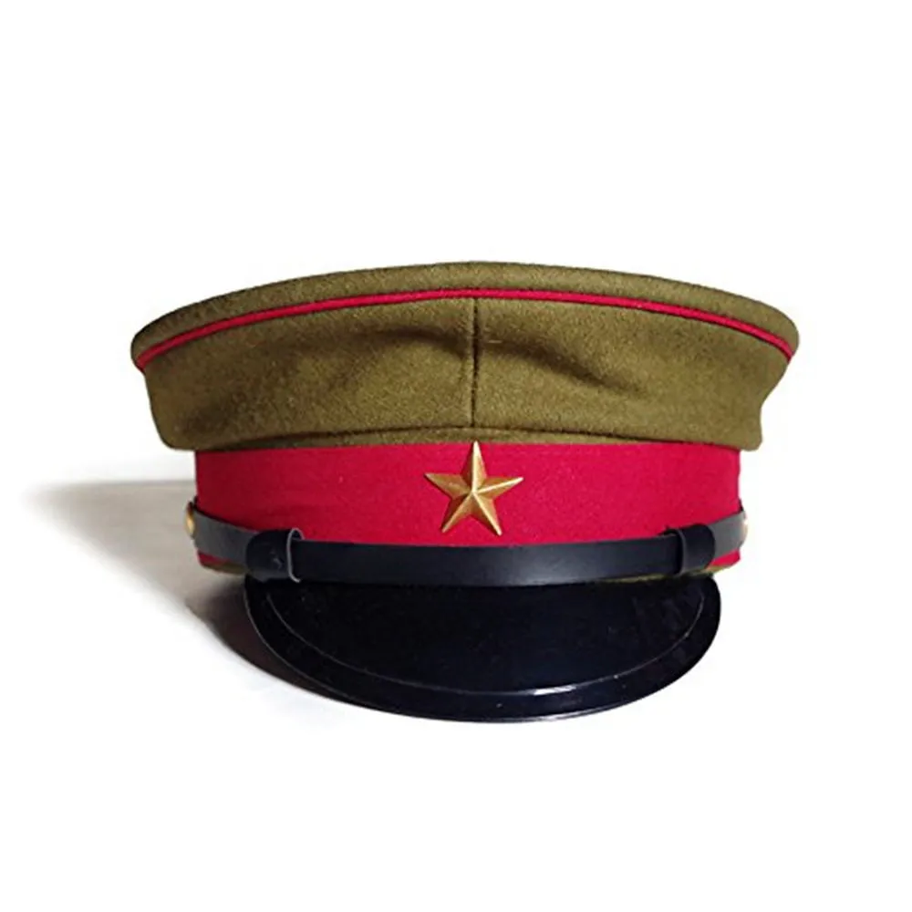 JAP Army  Woolen  Cap WW2 WWII Replica Wide Brim Hat  Light Brown Sports Headdress Vintage Dicer Headgear Male Star