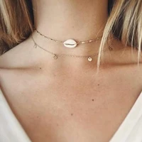 bohemian shell pendant necklace for women charm long chain multi layer choker necklace 2019 brincos fashion boho beach jewelry
