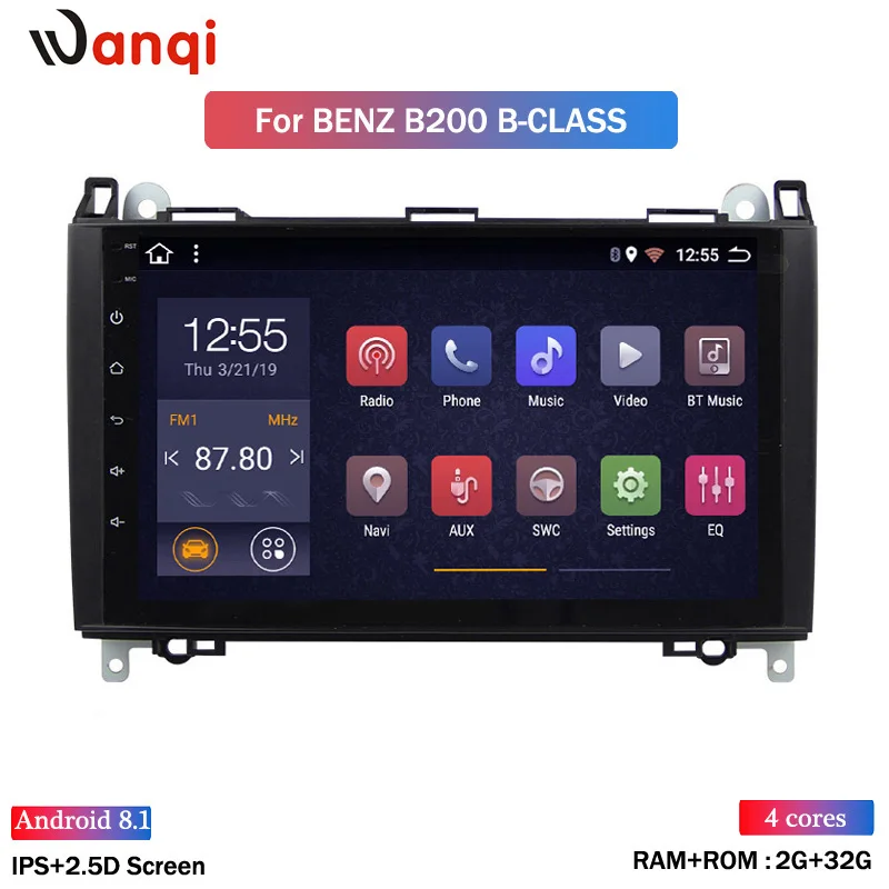 Quad cores 2+ 32G gps Автомобильный мультимедийный плеер Android 8,1 Navi авторадио для Mercedes Benz B W245 B150 B160 B170 B180 B200 B55 2004-2012 - Цвет: Quad cores