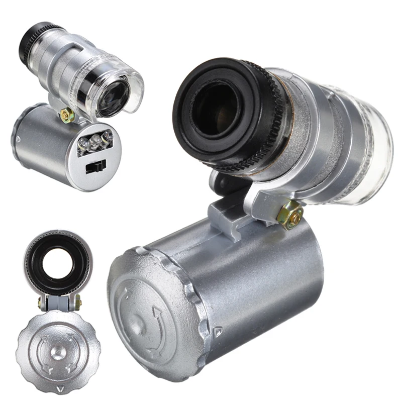 60x Лупа со светодиодный ными УФ-лампами ювелирные лупы инструмент аксессуары для