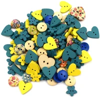 300pcs mixed random cartoon painted wooden button diy buttons sewing scrapbooking clothing accessories